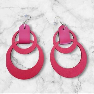 Pastels Clothing Hot Pink Double Hoop Drop Earrings